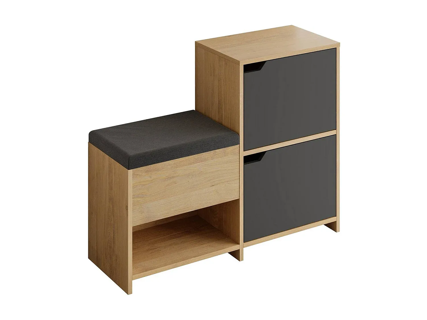 Moderner Schuhschrank mit Sitzbank aus Eiche und Anthrazit