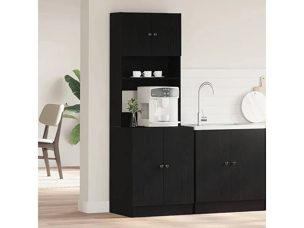 Hochschrank für Küche in Schwarz mit Einlegeböden