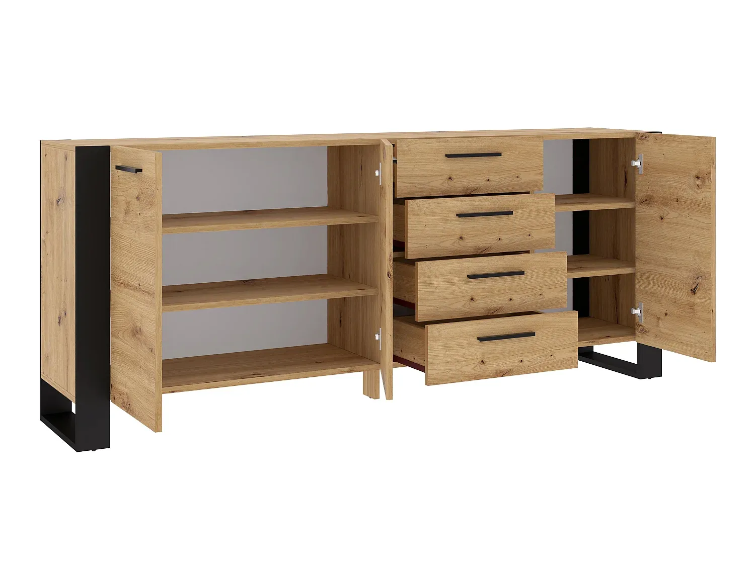 Große Holzkommode mit Schubladen, 197x45x87 cm