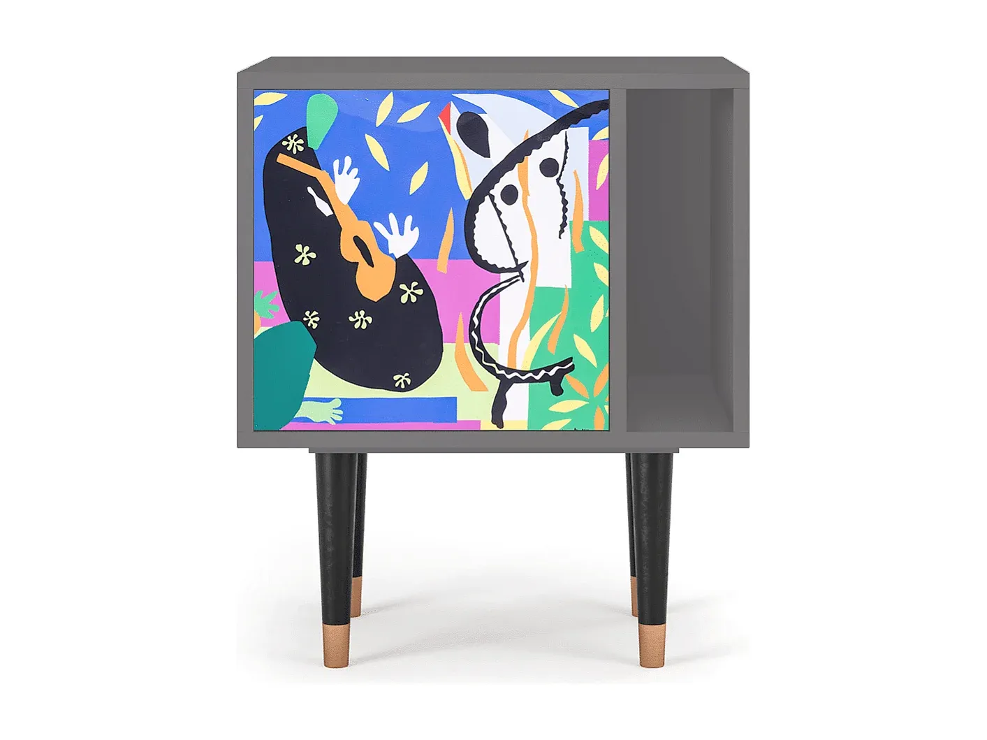 Moderner Nachttisch in Grau mit Stauraum