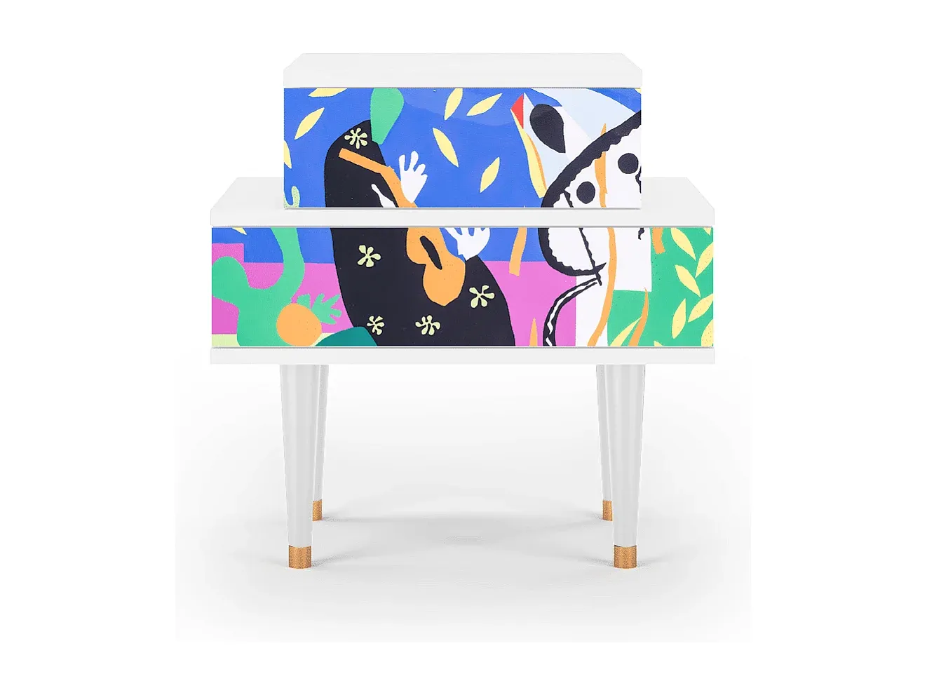 Moderner Nachttisch in Weiß, 58 x 58 x 41 cm