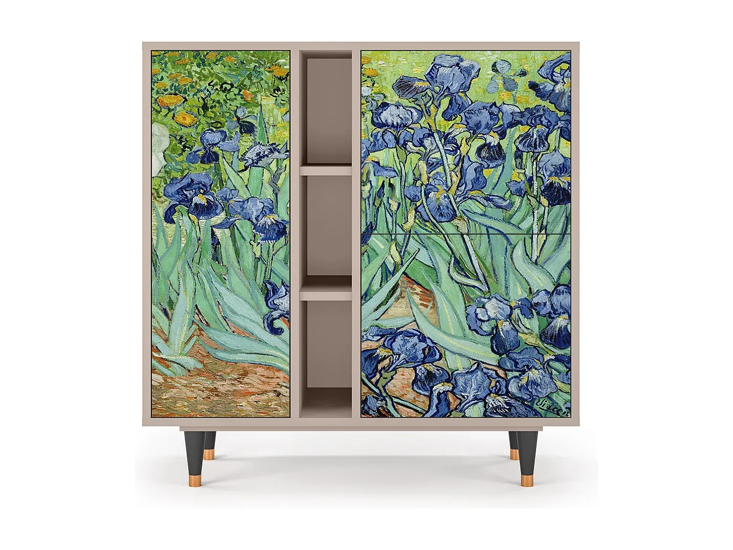 Hölzernes Sideboard mit Schubladen und Regalen