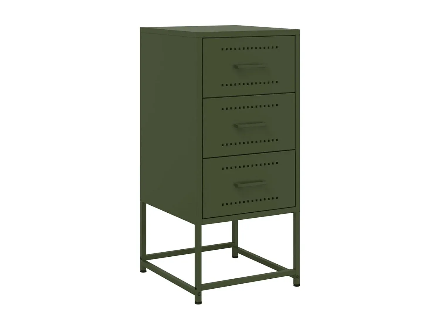 Stahl-Nachttisch in Olivgrün mit großzügigem Stauraum