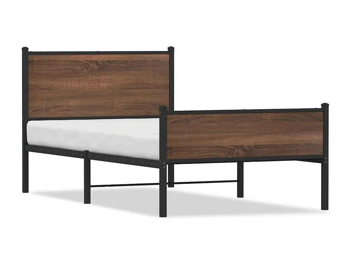 Modernes Metallbett in Eichen-Optik 100x200 cm