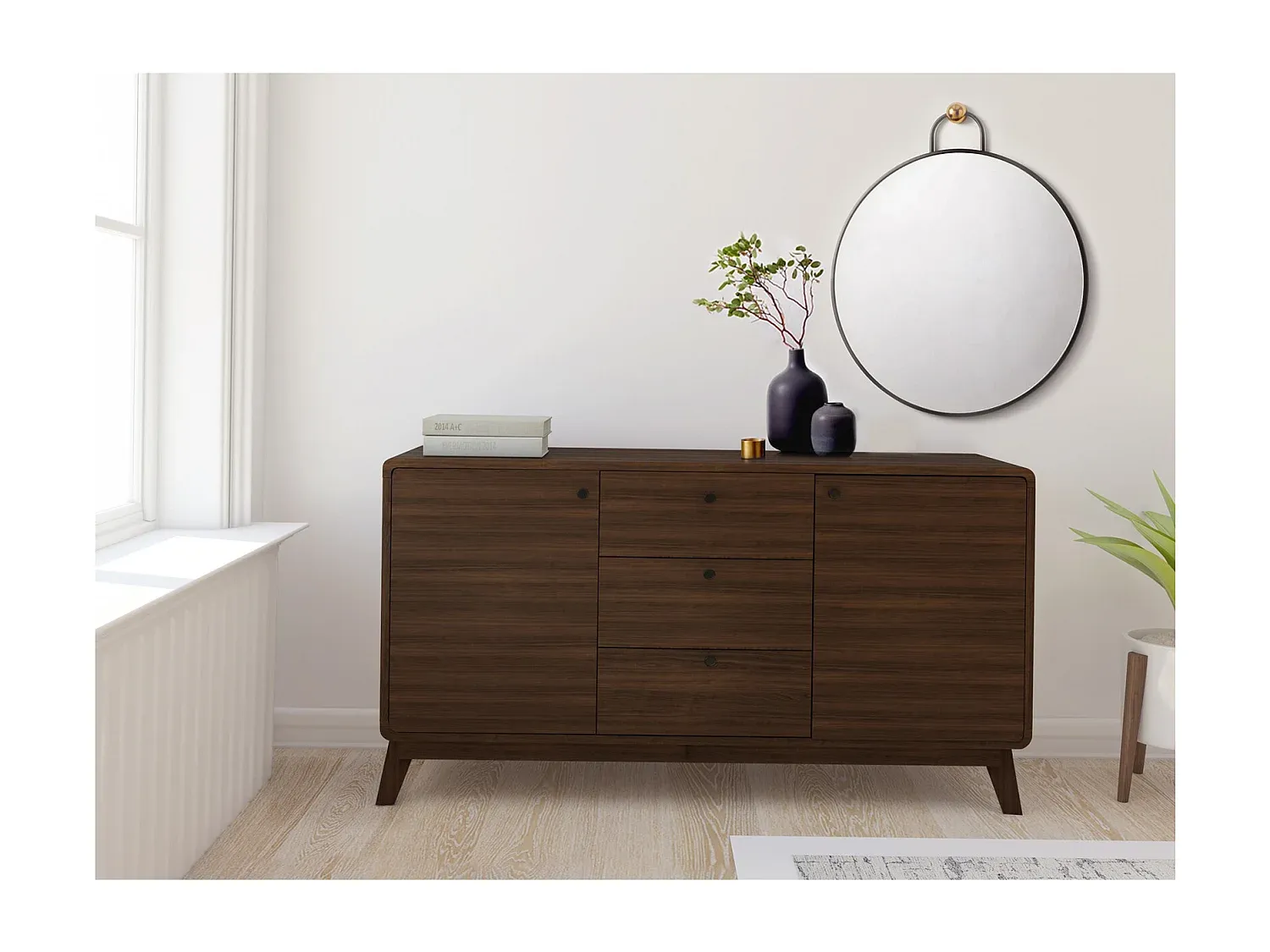 Holz-Sideboard mit Schubladen und Türen