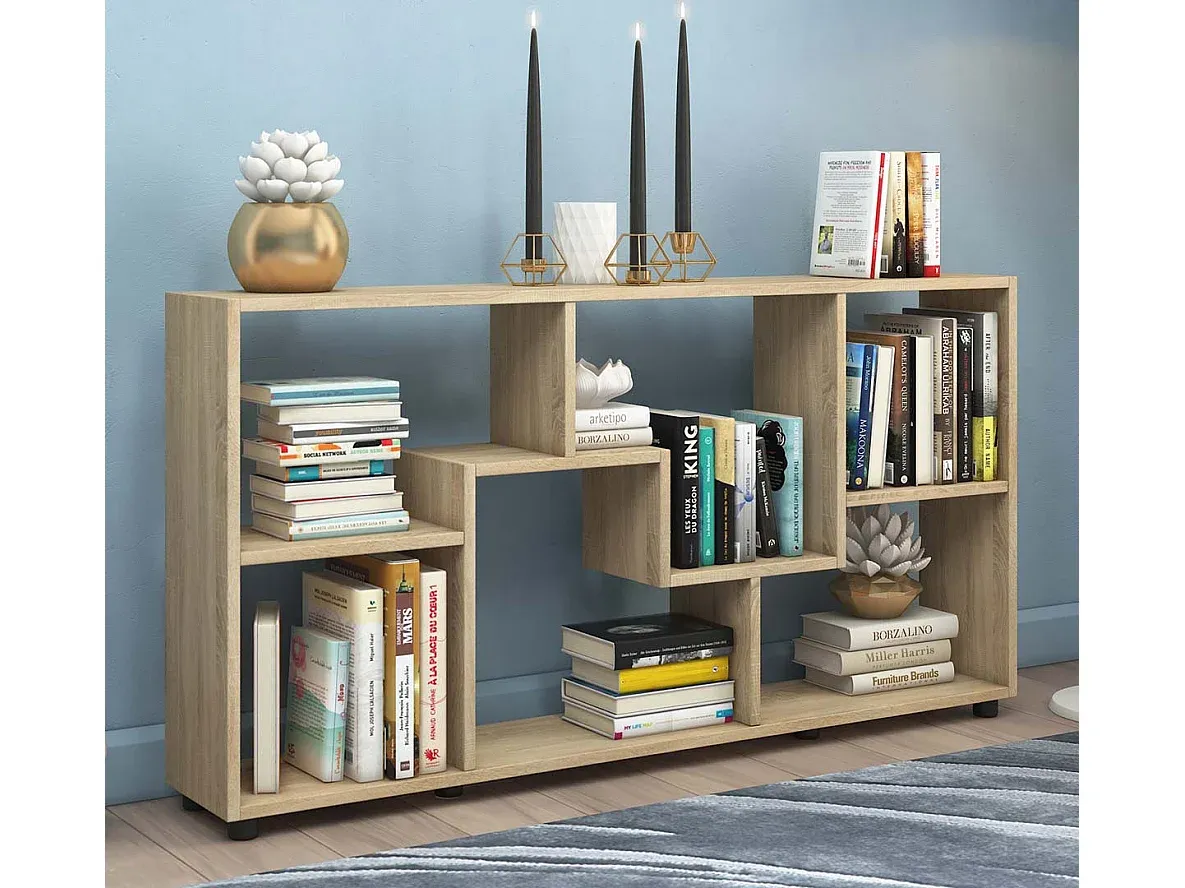 Schmales Bücherregal mit 6 Fächern in Eiche-Dekor