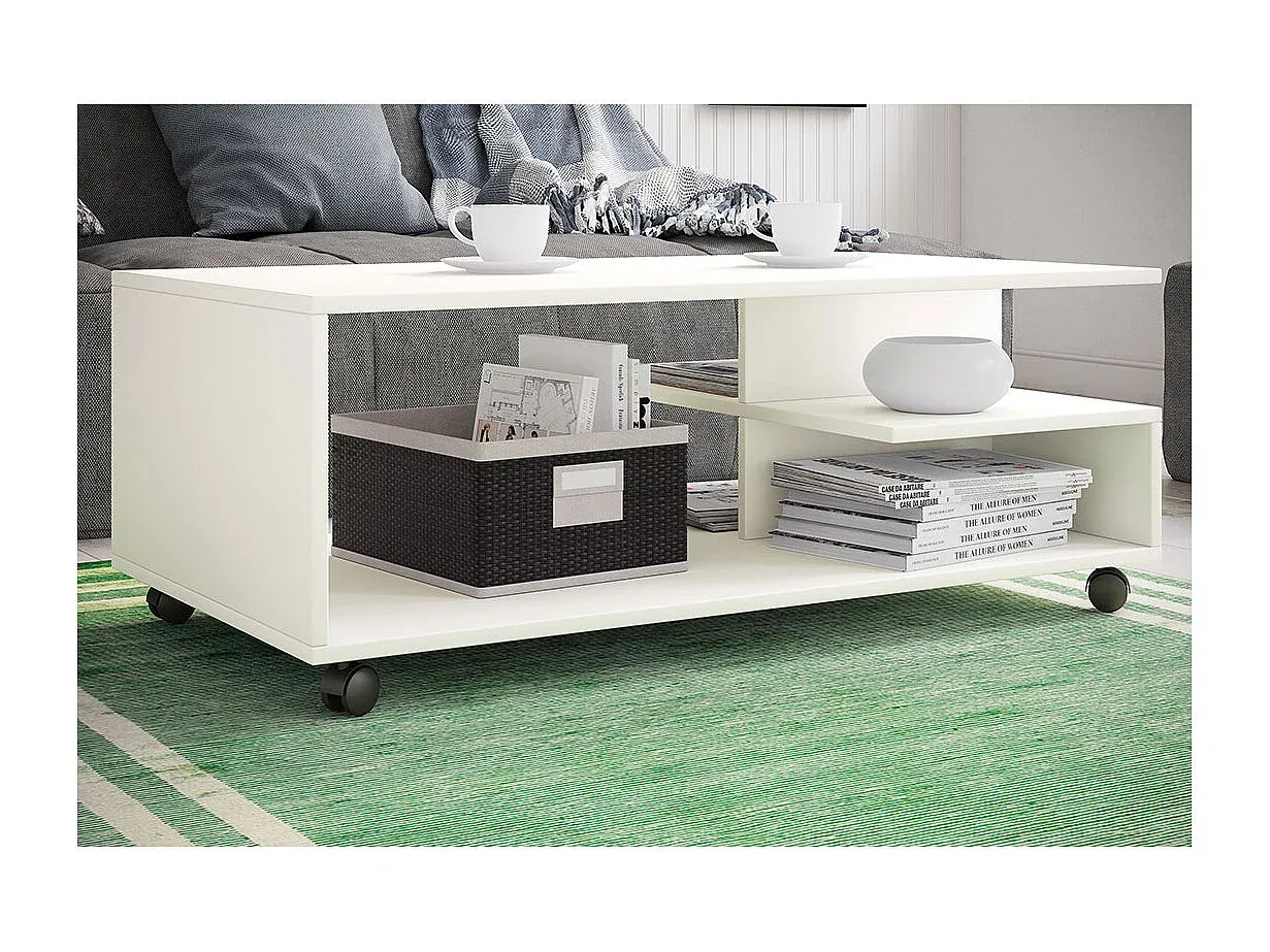 Moderner Couchtisch mit Rollen und Stauraum