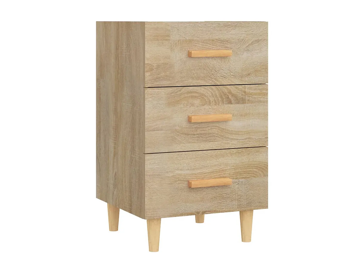 Moderner Nachttisch aus Holzwerkstoff, Eiche-Optik, 40x40x66 cm