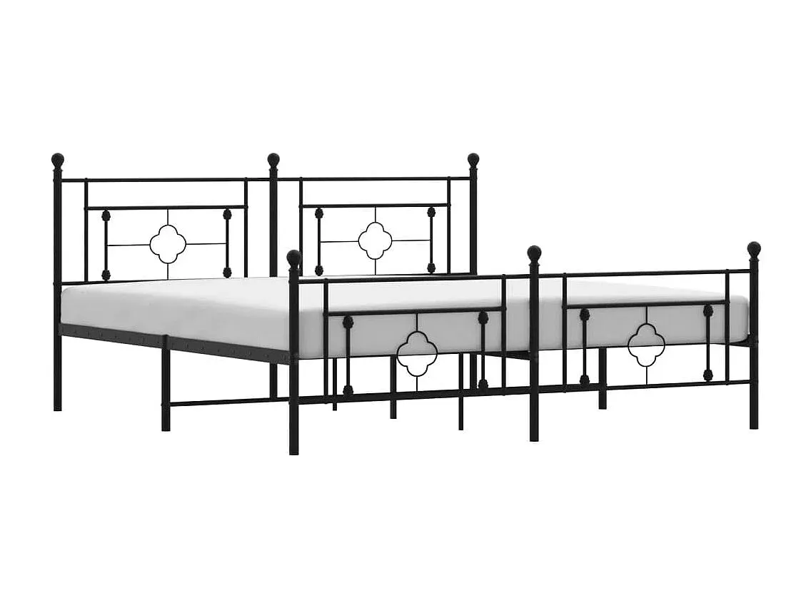Metallbettgestell mit Kopf- und Fußteil in Schwarz, 180x200 cm