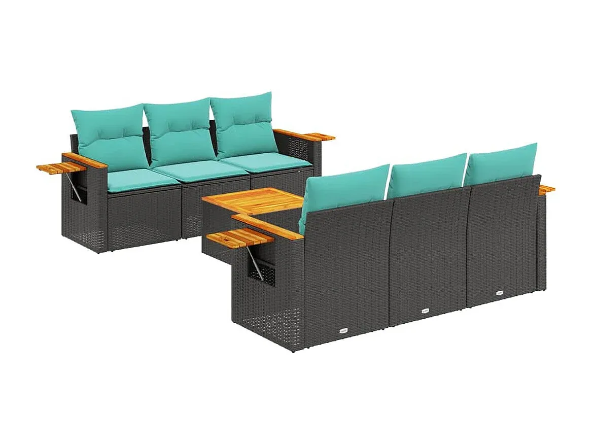 Moderne Gartenmöbel-Sofagarnitur aus Rattan, 7-tlg.