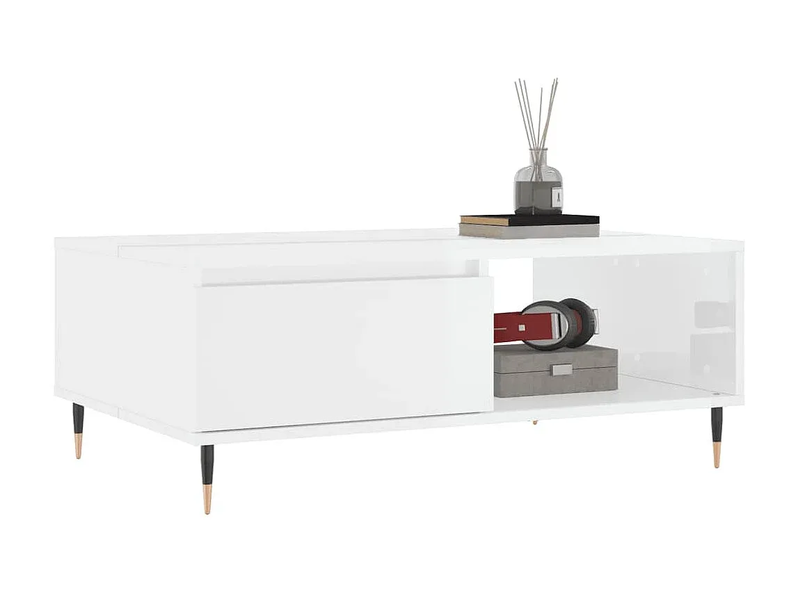 Moderner Hochglanz Couchtisch in Weiß