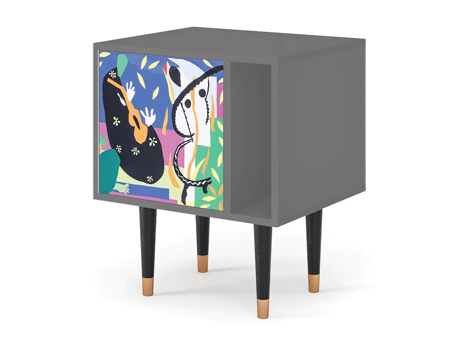 Moderner Nachttisch in Grau mit Stauraum