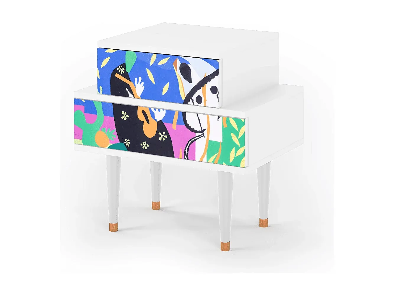 Moderner Nachttisch in Weiß, 58 x 58 x 41 cm