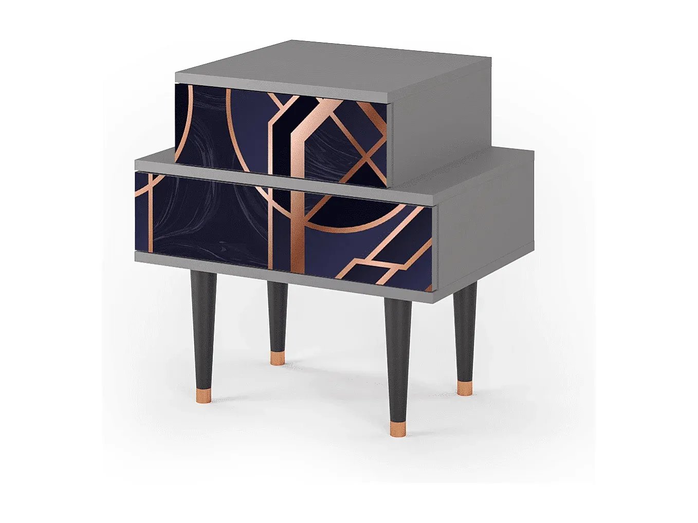 Moderner Nachttisch in Grau, 58x41 cm