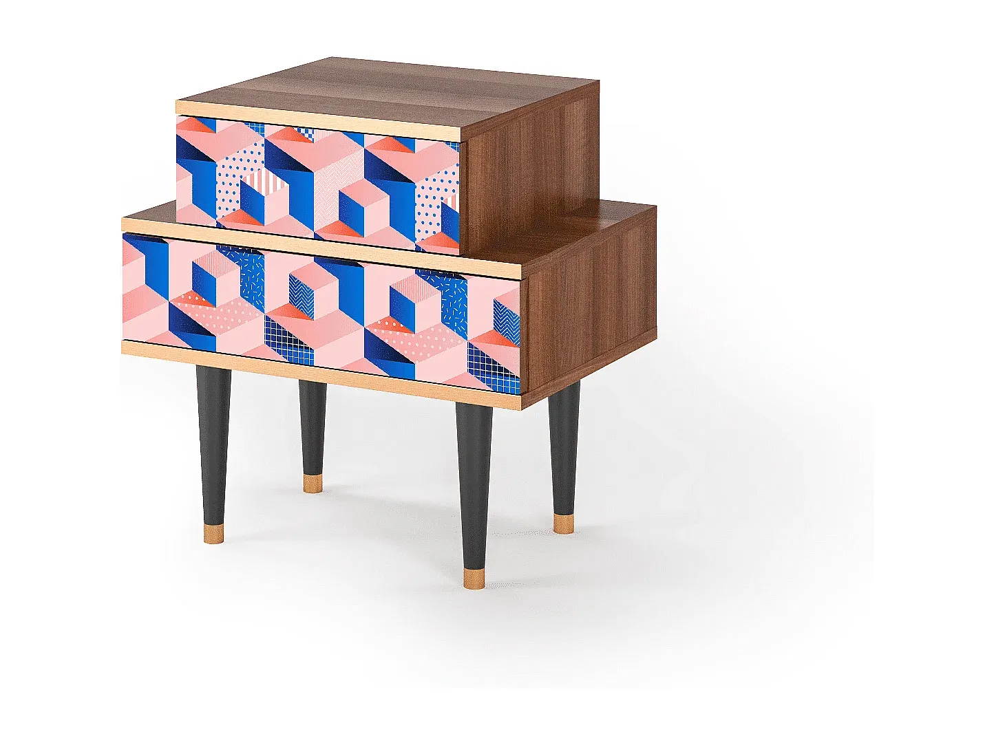 Moderner Nachttisch mit Stauraum, Walnussoptik