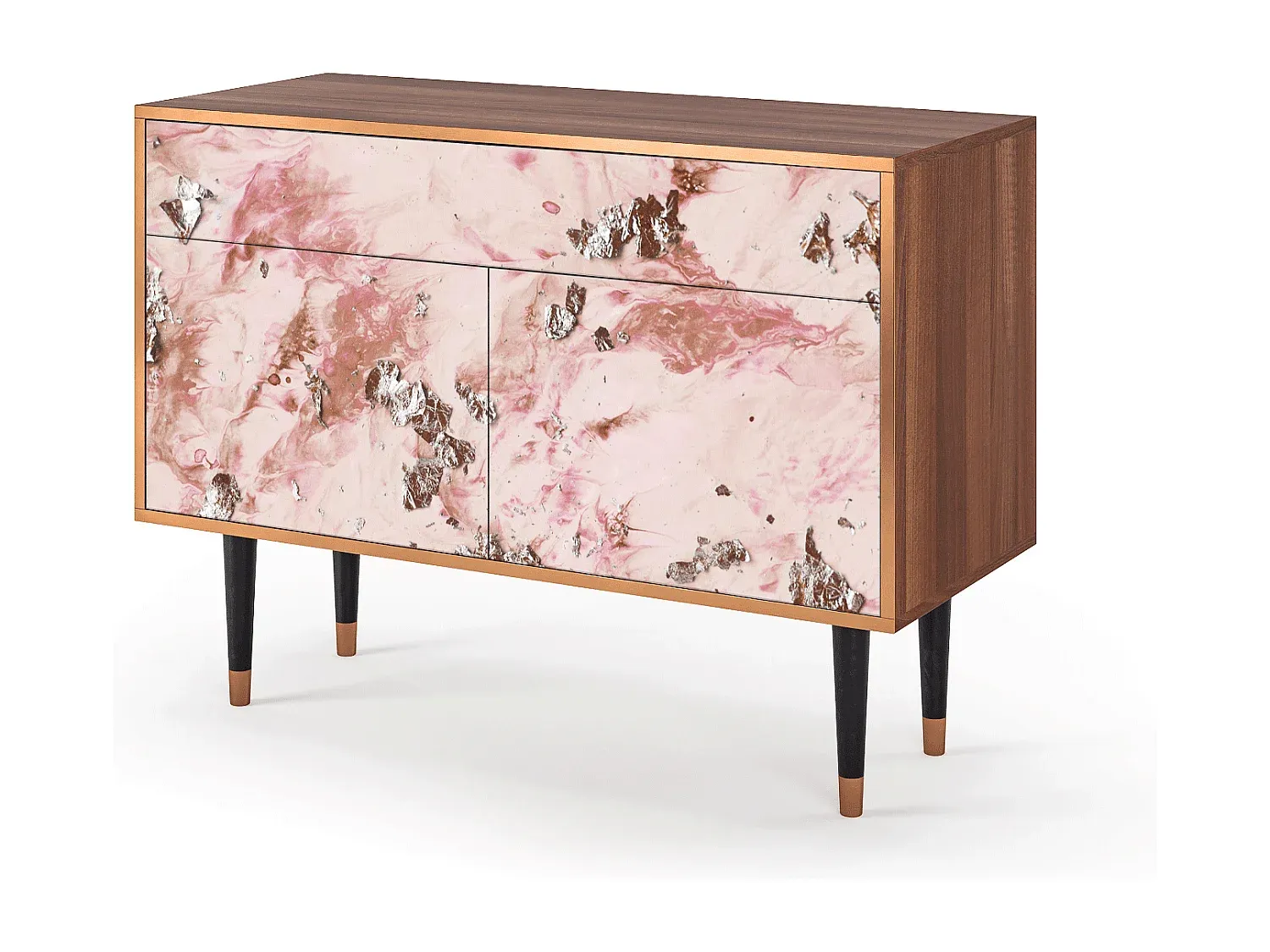 Moderner Sideboard in Walnuss Optik, 115x85x48 cm