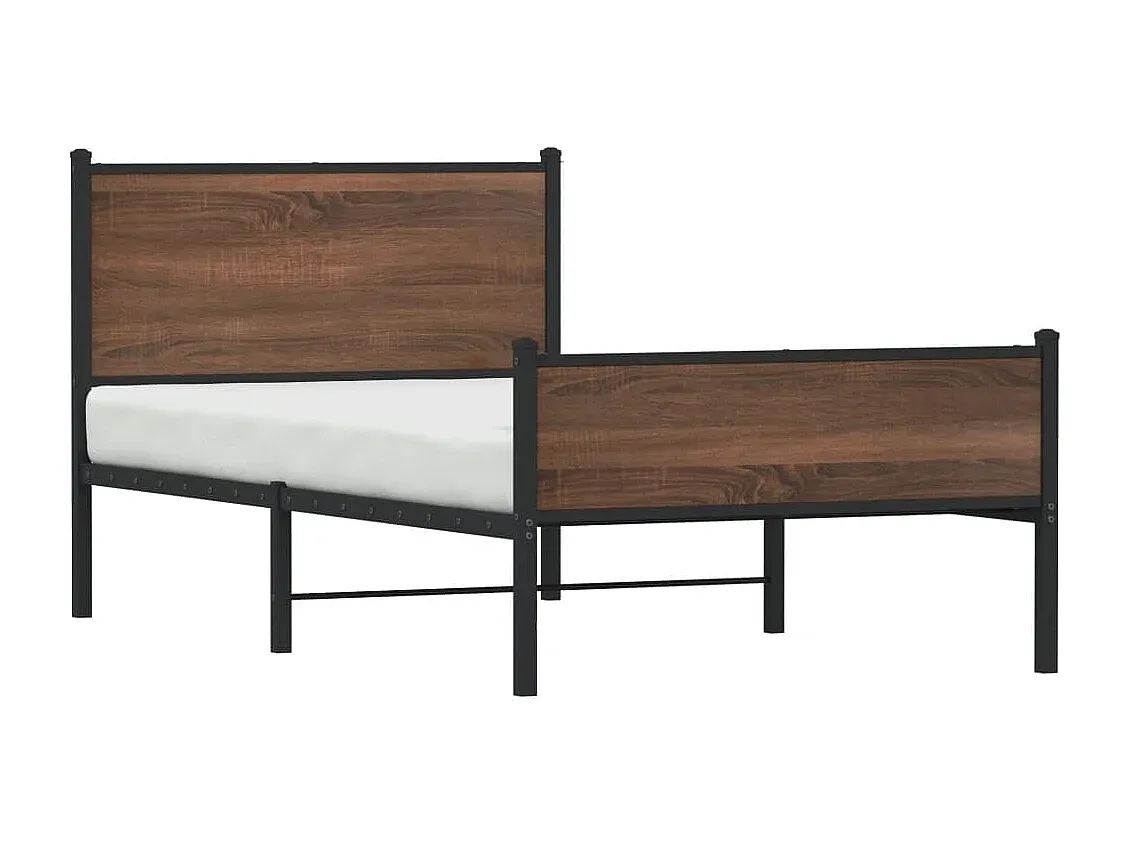 Modernes Metallbett in Eichen-Optik 100x200 cm