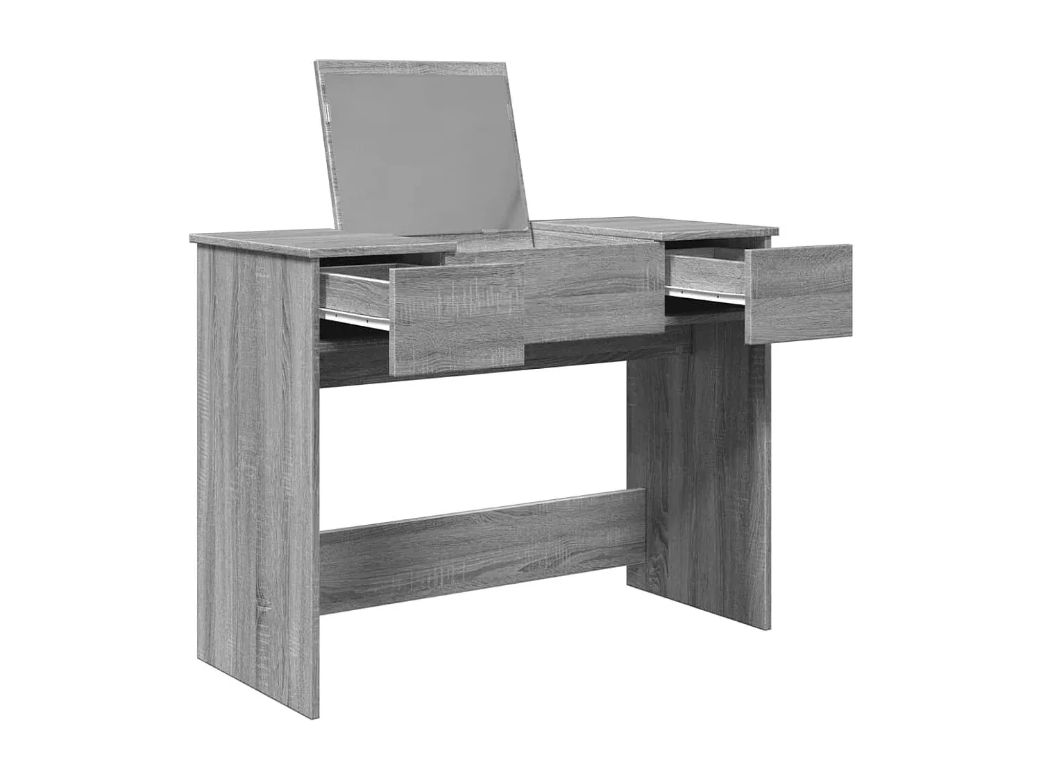 Moderner Schminktisch mit Spiegel und Schubladen in Grau