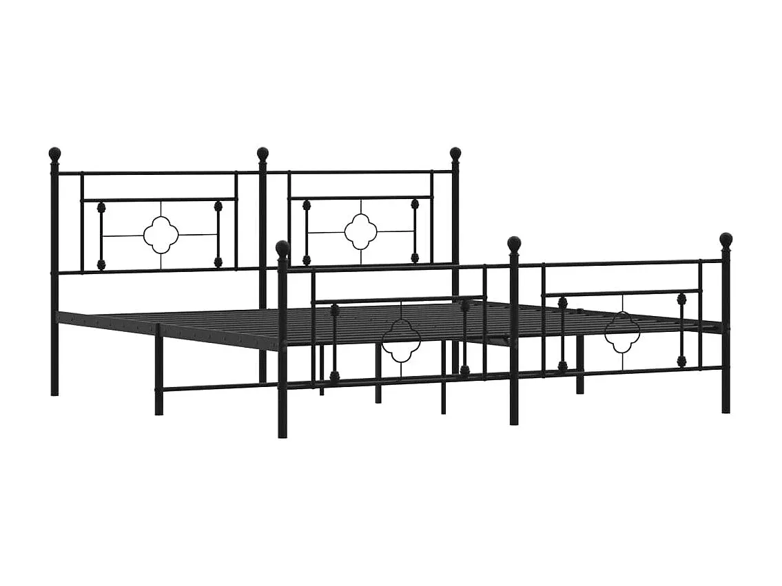 Metallbettgestell mit Kopf- und Fußteil in Schwarz, 180x200 cm