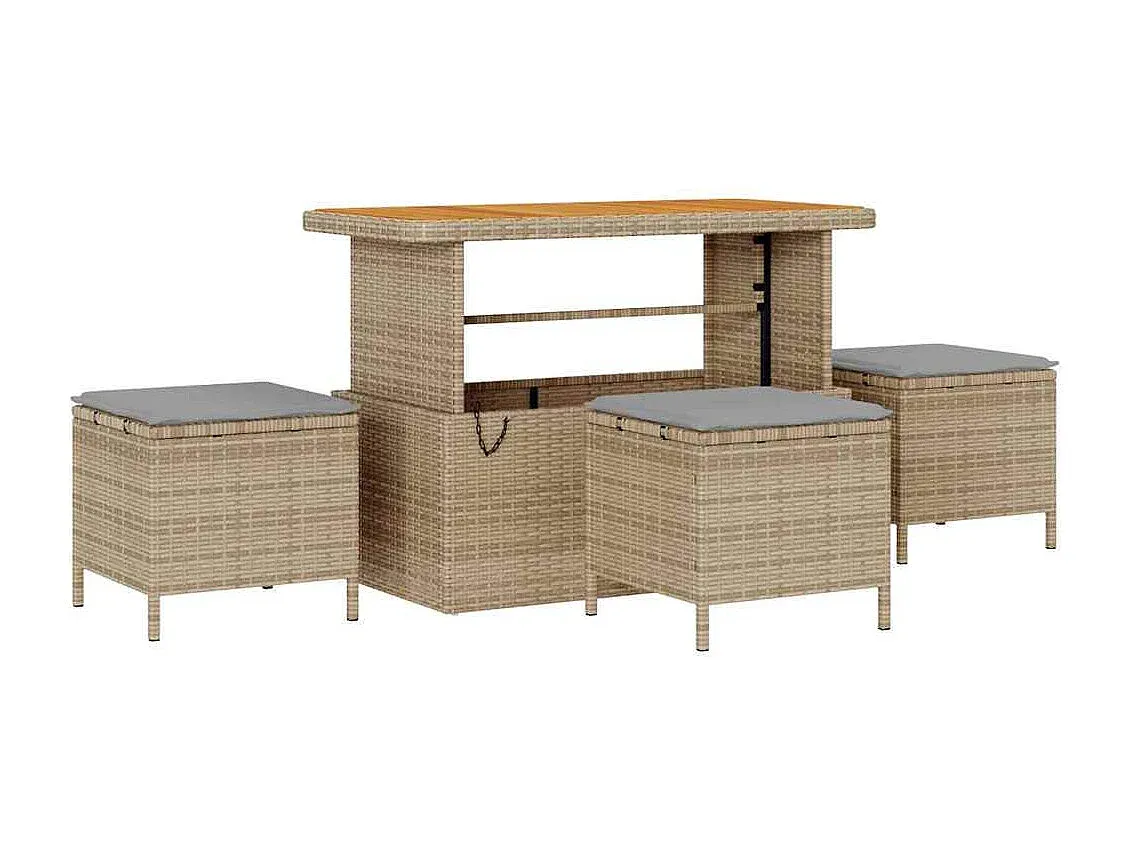 Outdoor Lounge-Set aus Rattan in Beige und Hellgrau