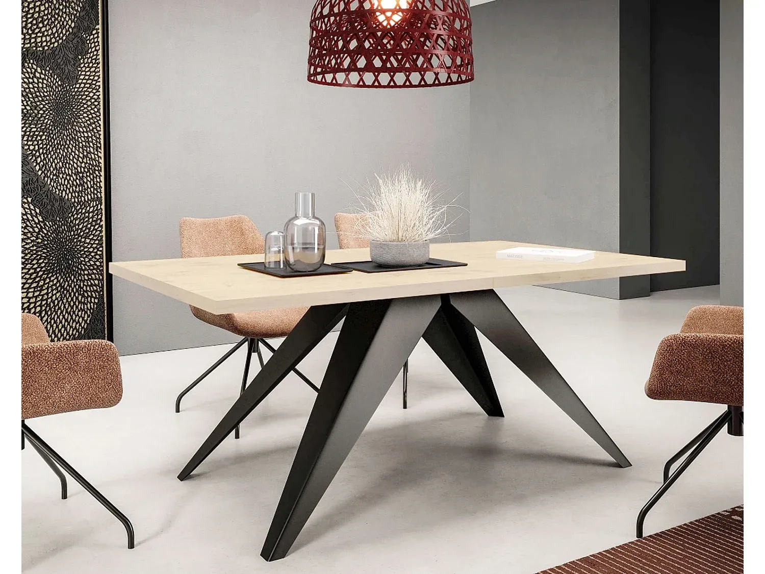 Moderner Ausziehbarer Esstisch in Weiß und Schwarz