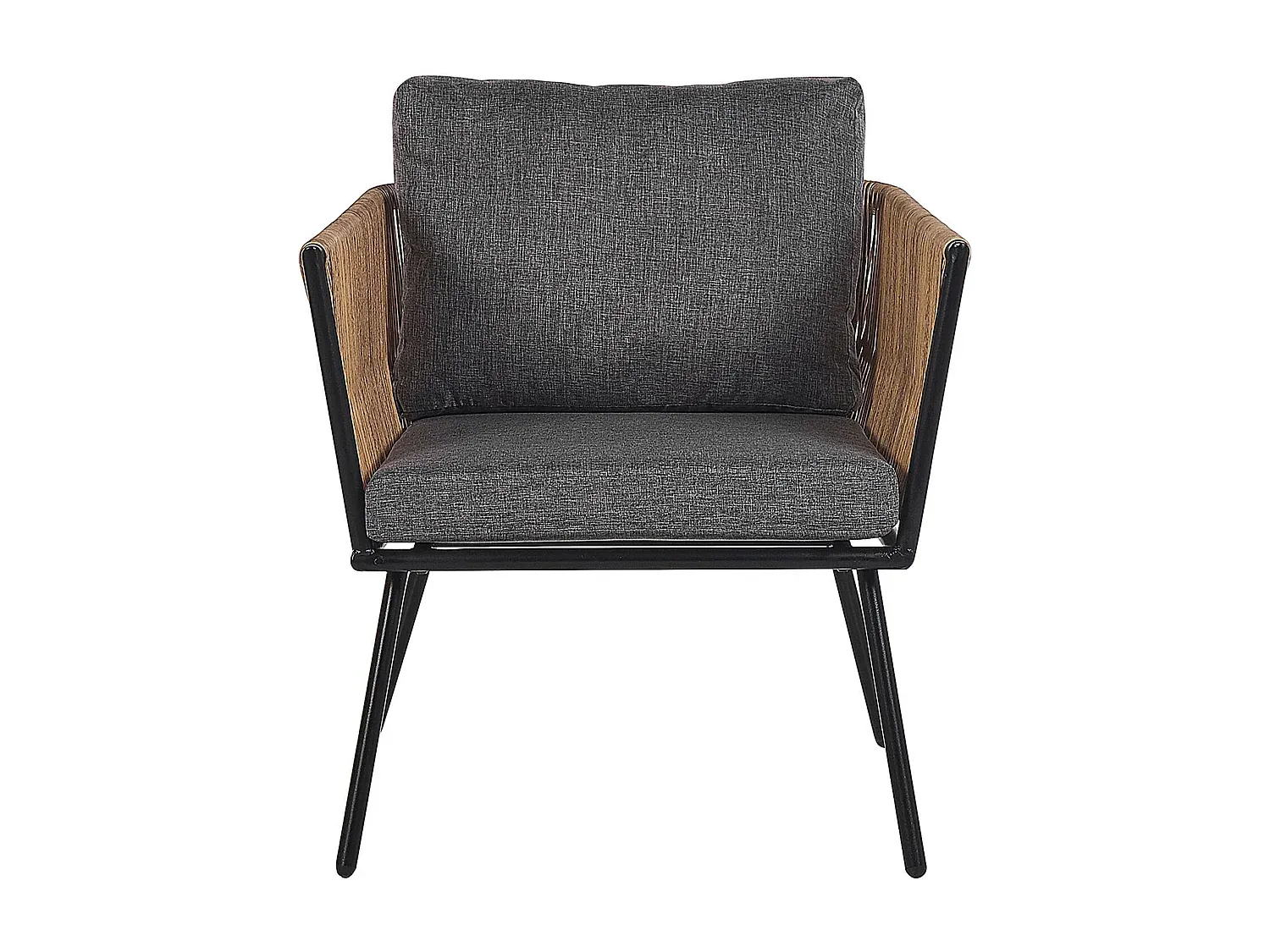 Rattan Balkonmöbel-Set mit grauen Kissen