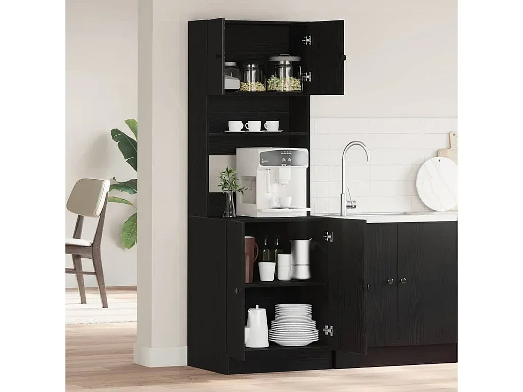 Hochschrank für Küche in Schwarz mit Einlegeböden
