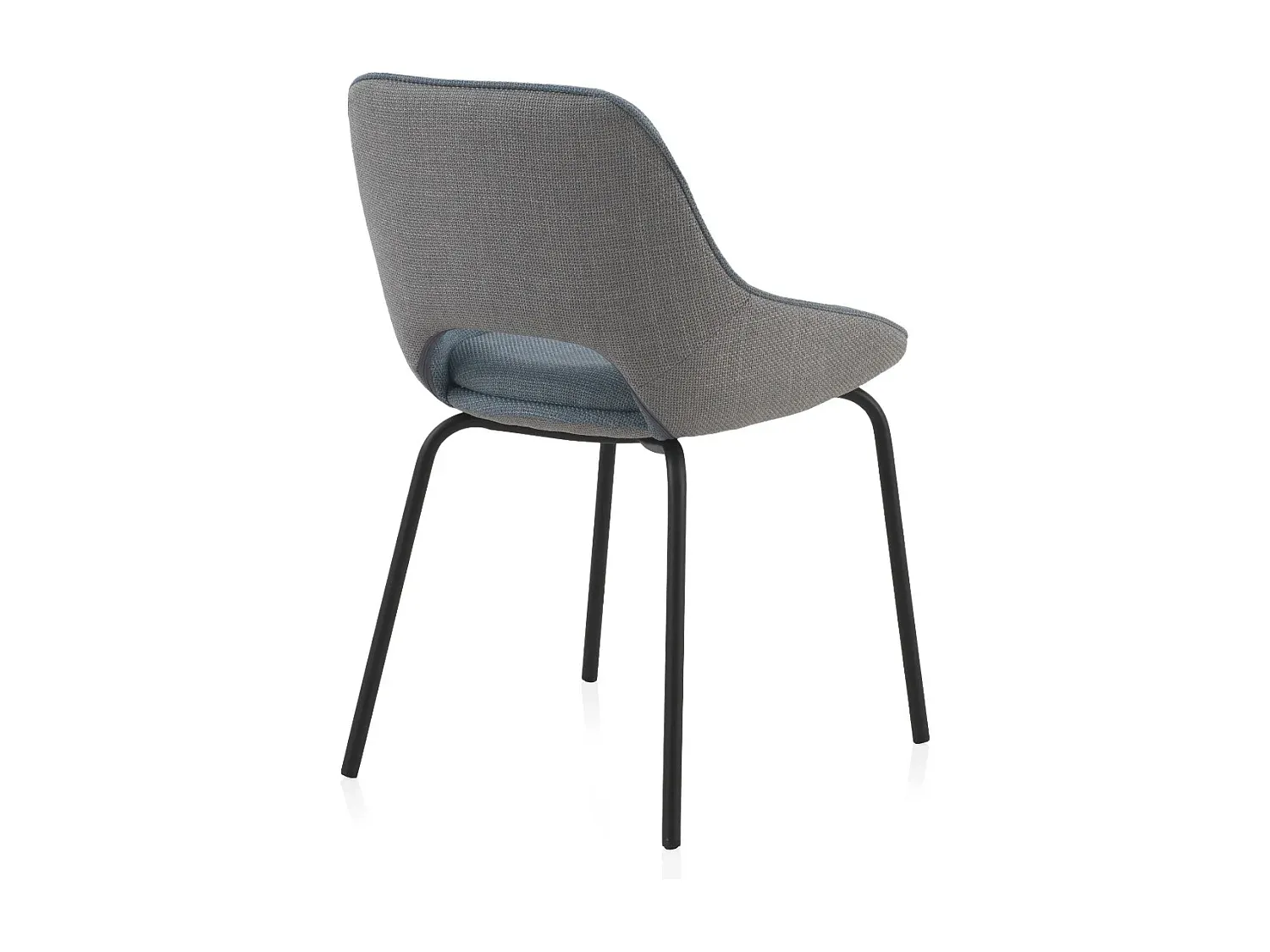 Moderne gepolsterte Esszimmerstühle im 4er-Set, Blau/Grau mit Metallbeinen