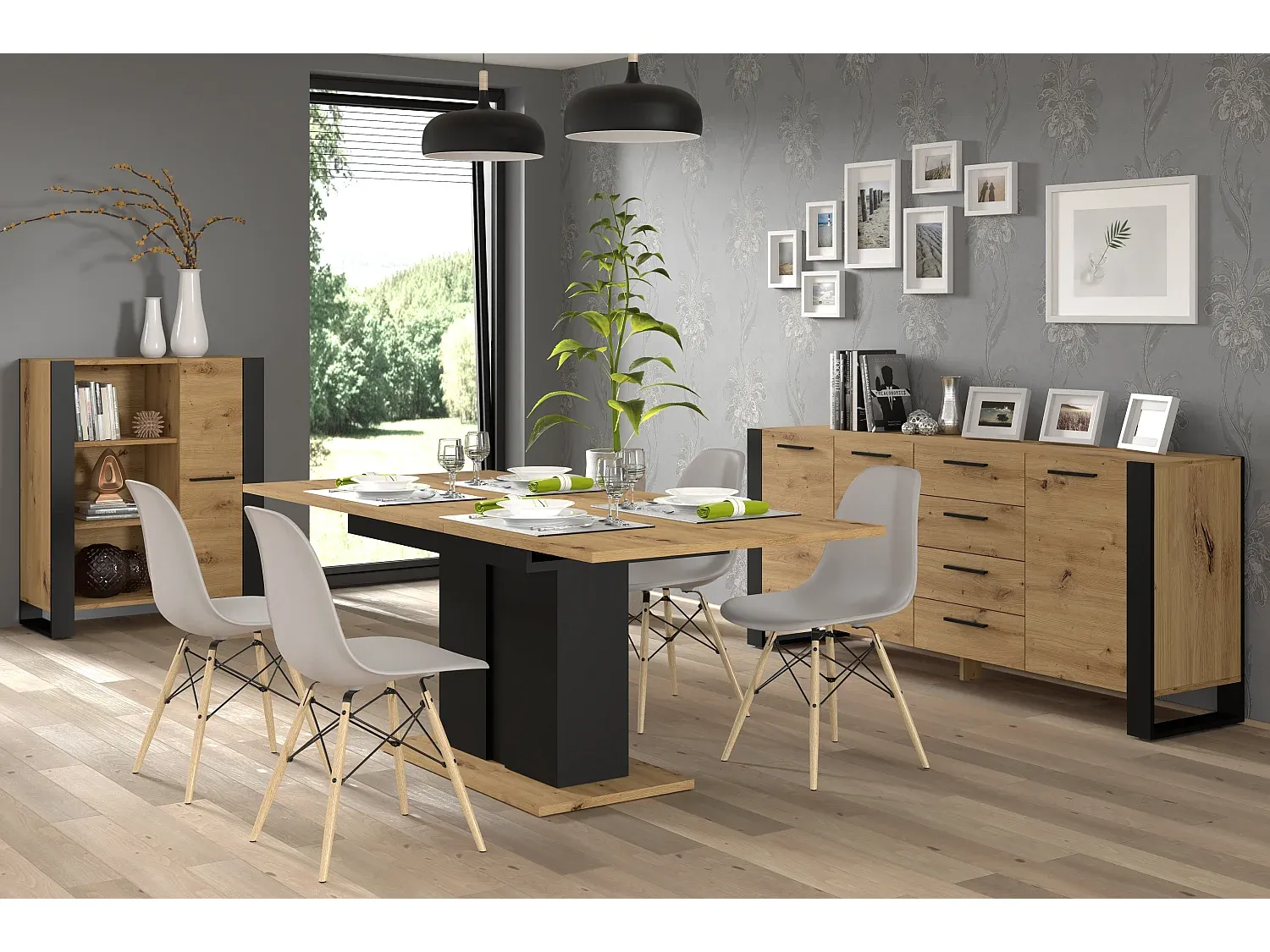 Große Holzkommode mit Schubladen, 197x45x87 cm