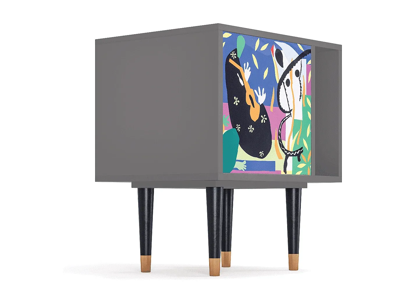 Moderner Nachttisch in Grau mit Stauraum