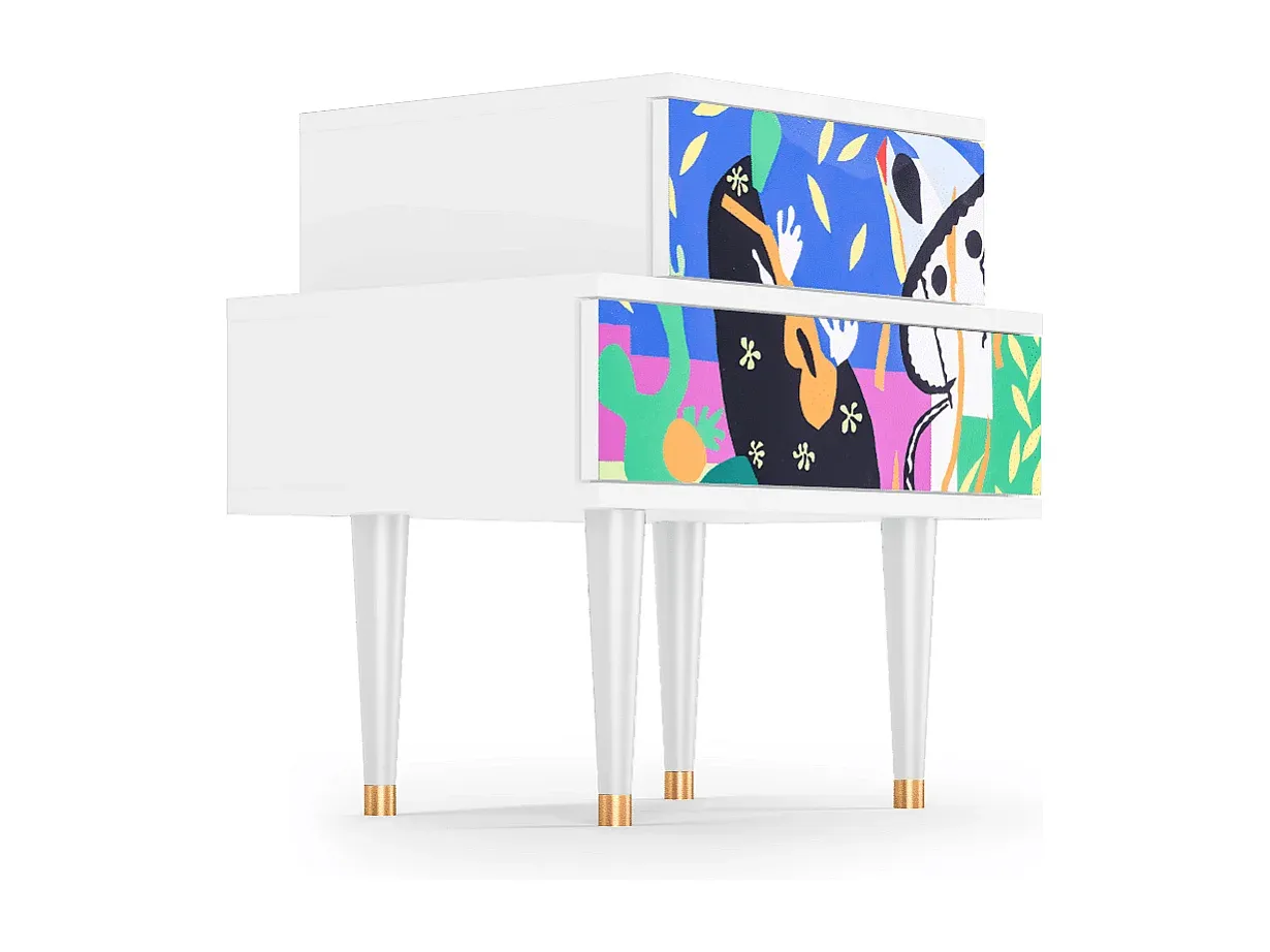 Moderner Nachttisch in Weiß, 58 x 58 x 41 cm