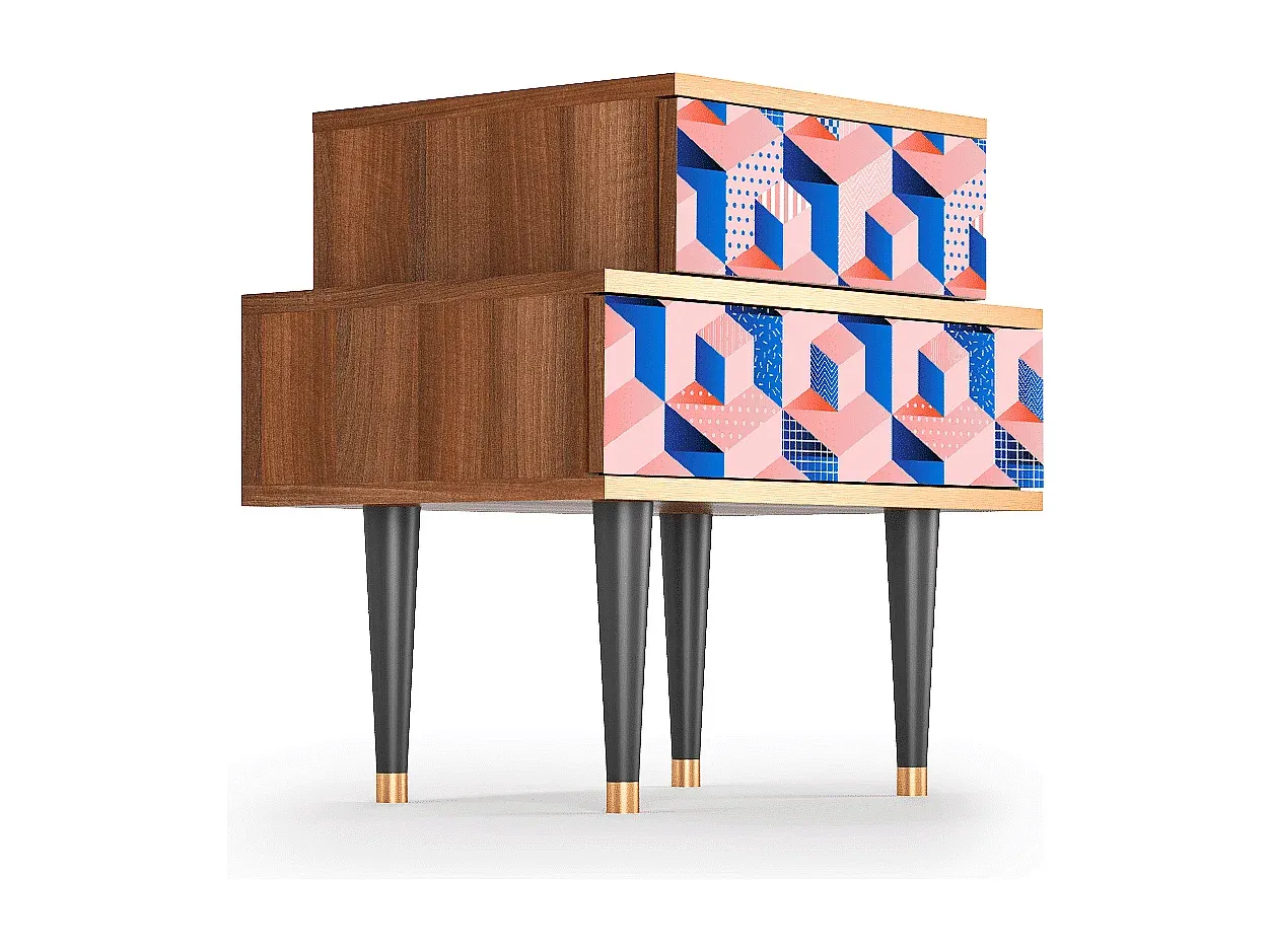 Moderner Nachttisch mit Stauraum, Walnussoptik