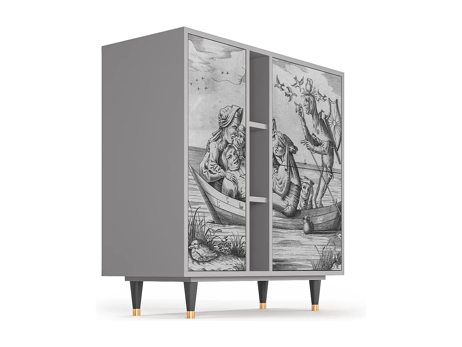Modernes Sideboard mit Stauraum in Blau und Grau