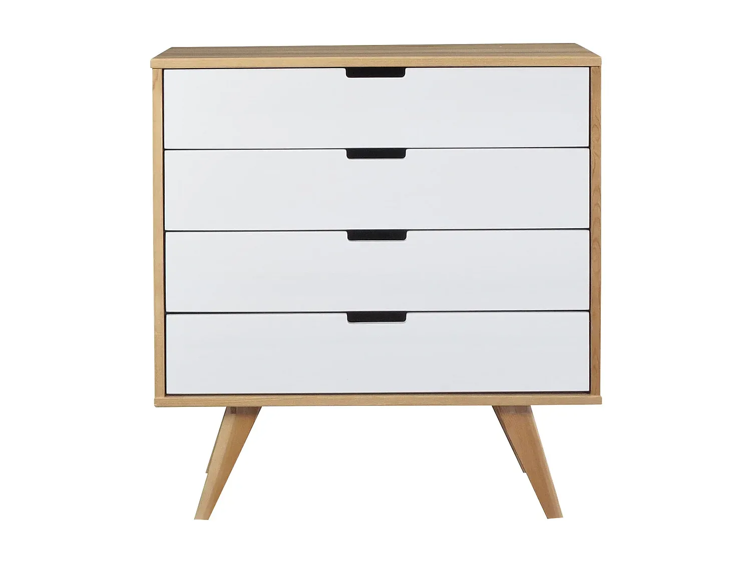 Holzschubladenkommode mit 4 Fächern, Eiche und weiß