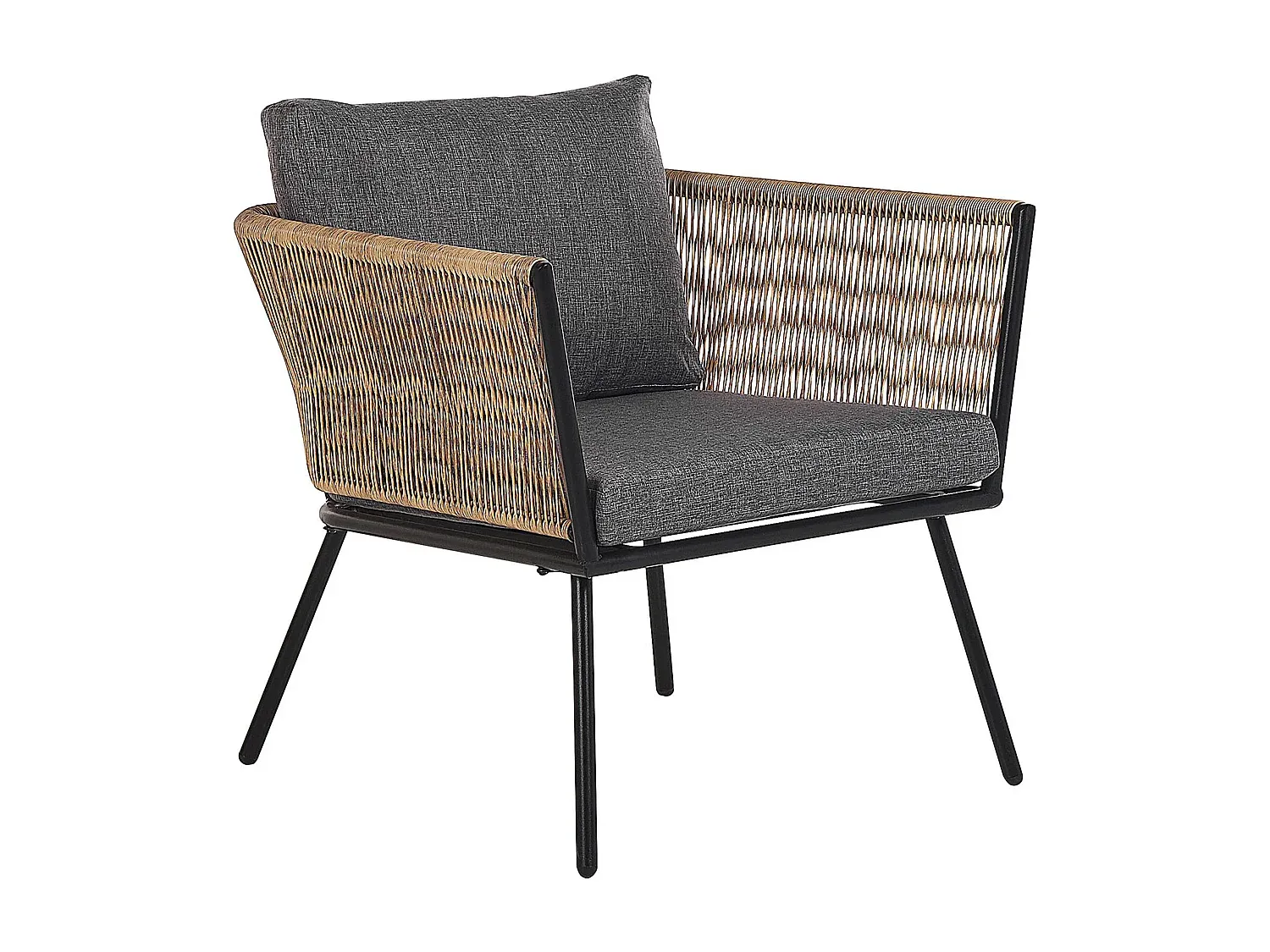 Rattan Balkonmöbel-Set mit grauen Kissen