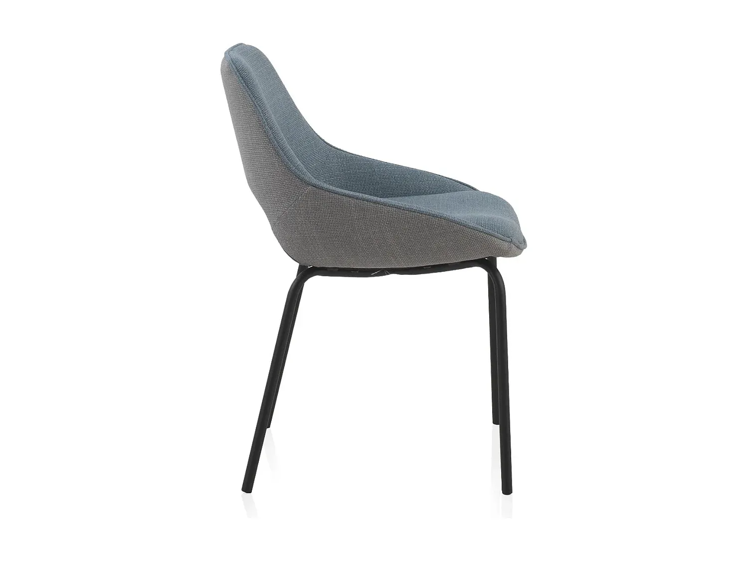 Moderne gepolsterte Esszimmerstühle im 4er-Set, Blau/Grau mit Metallbeinen