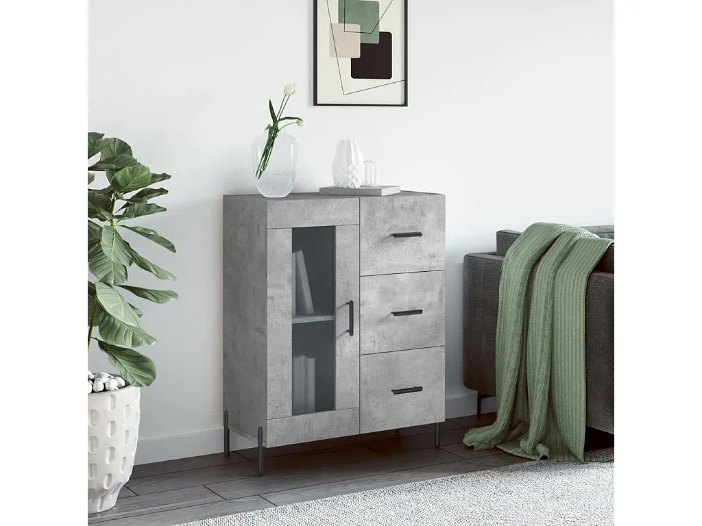 Modernes Sideboard in Betongrau, 70x35x90 cm
