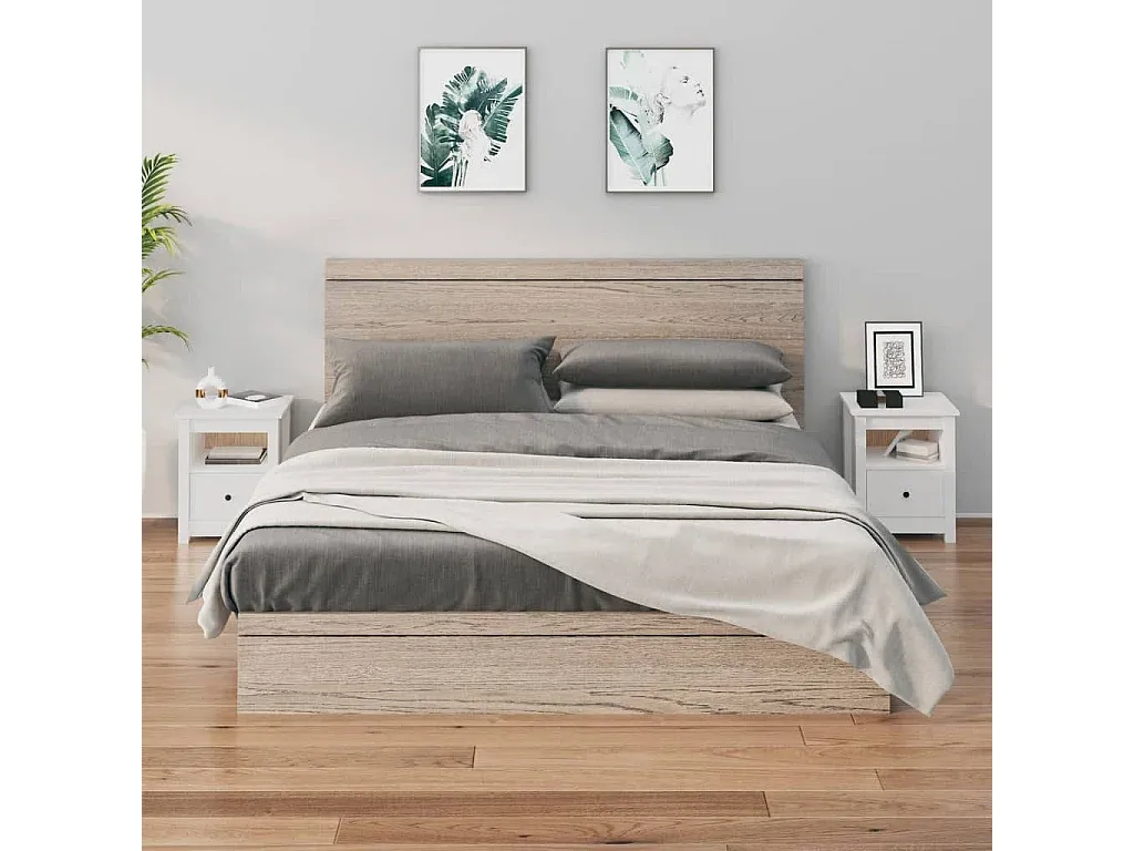 Set aus 2 Nachttischen in Weiß aus Kiefernholz