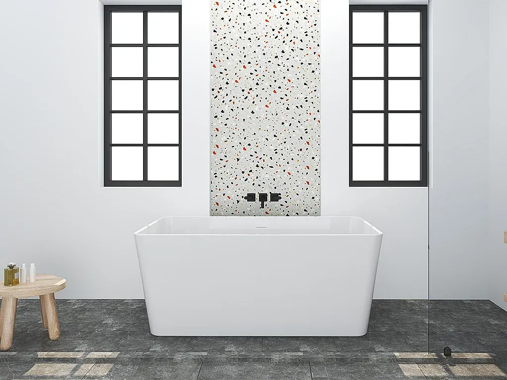 Rechteckige Badewanne aus Acryl 150 x 75 x 55 cm Weiß