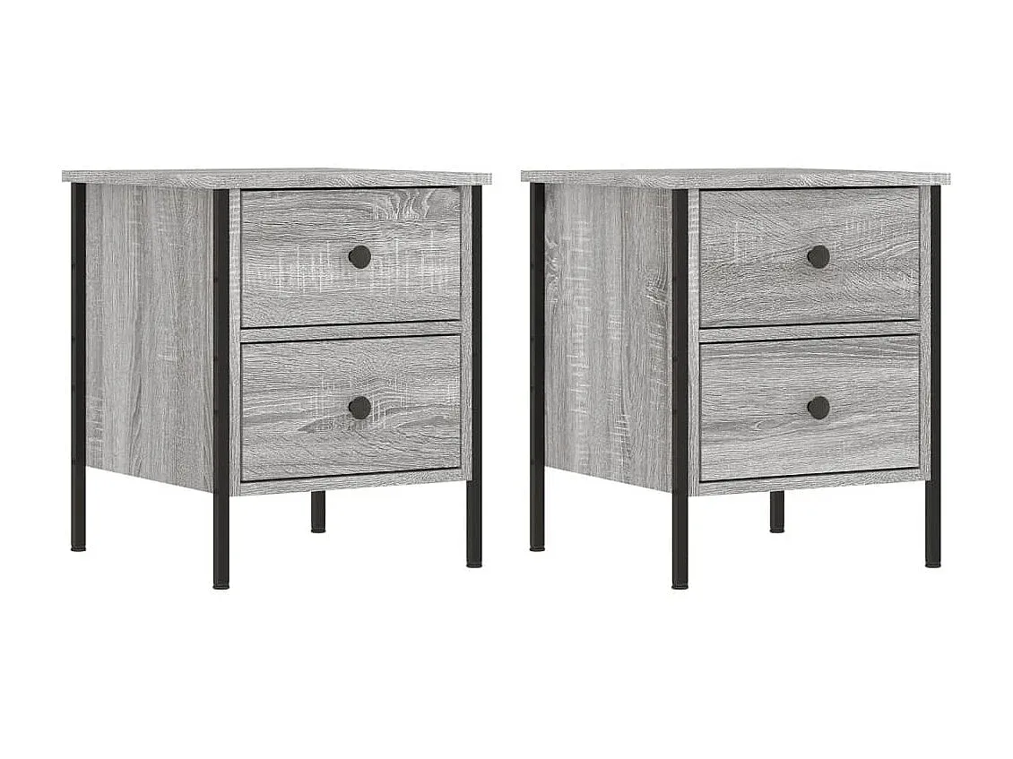 Moderner Nachttisch im Sonoma-Eichenholz-Look, 2er Set, Grau, 40x42x50 cm