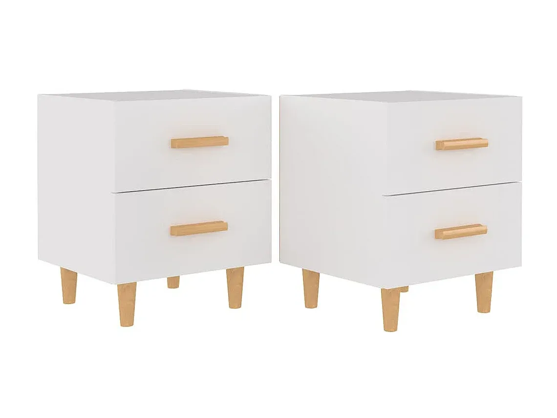 Weißer Nachttisch im 2er-Set, kompakte Größe