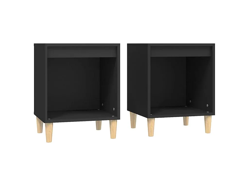 Modernes 2er-Set Nachttische in Schwarz 40x35x50 cm