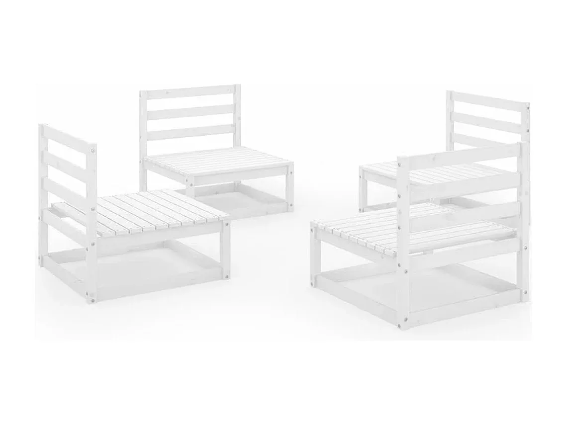 4-teilige Garten-Sitzgruppe aus weißem Kiefernholz