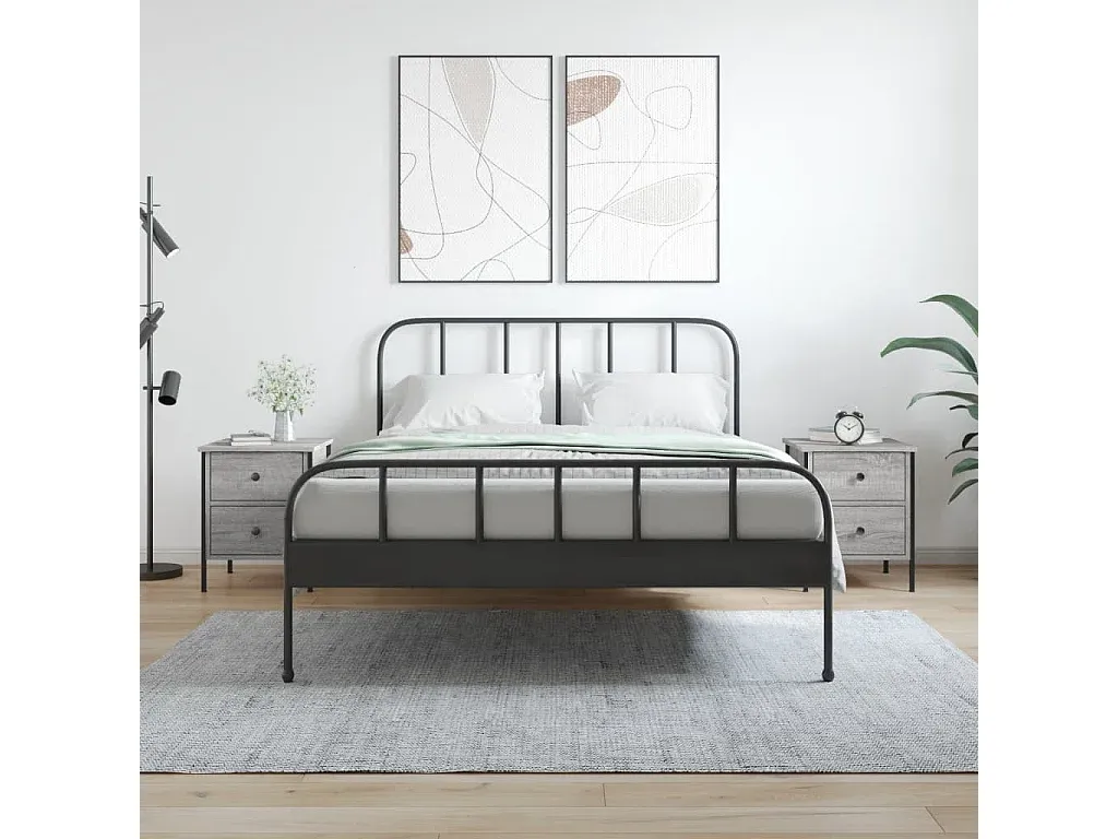 Moderner Nachttisch im Sonoma-Eichenholz-Look, 2er Set, Grau, 40x42x50 cm