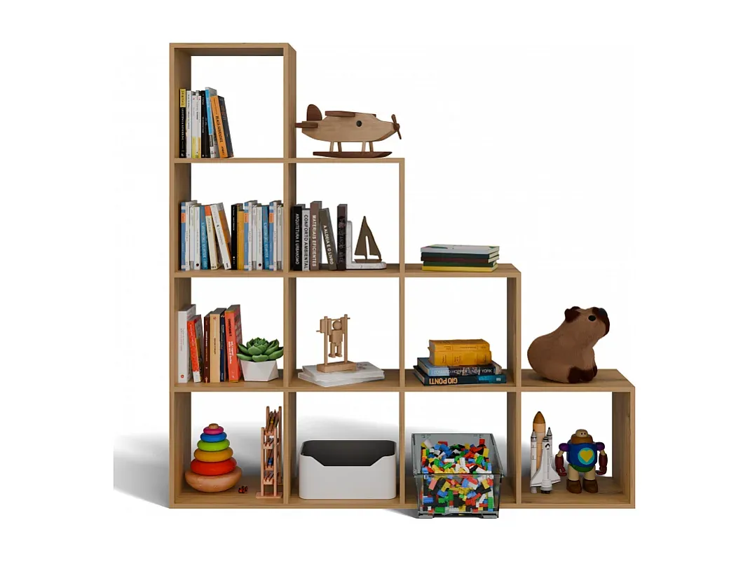 Großer Würfelregal mit 16 Fächern in Eiche Dekor