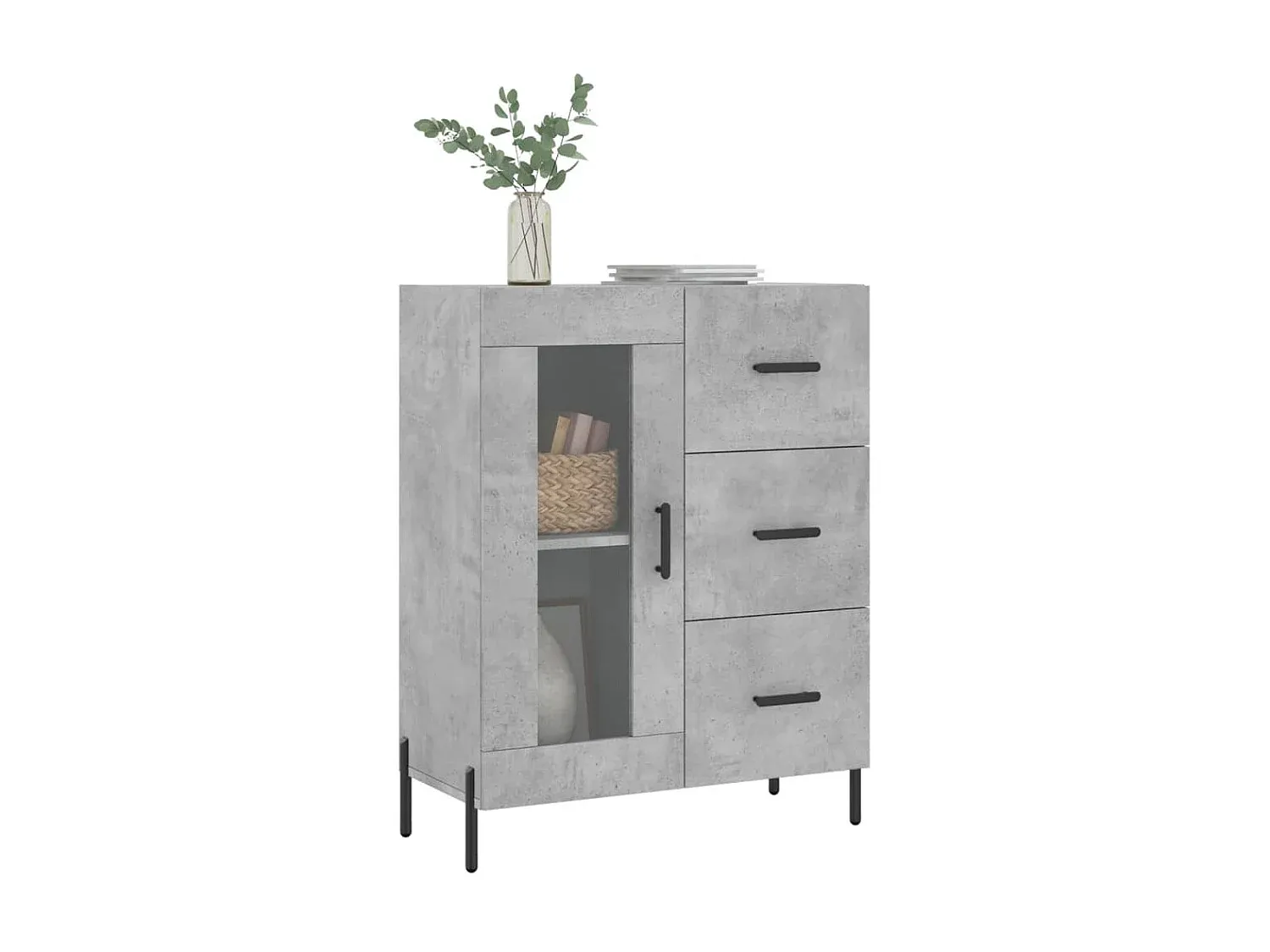 Modernes Sideboard in Betongrau, 70x35x90 cm