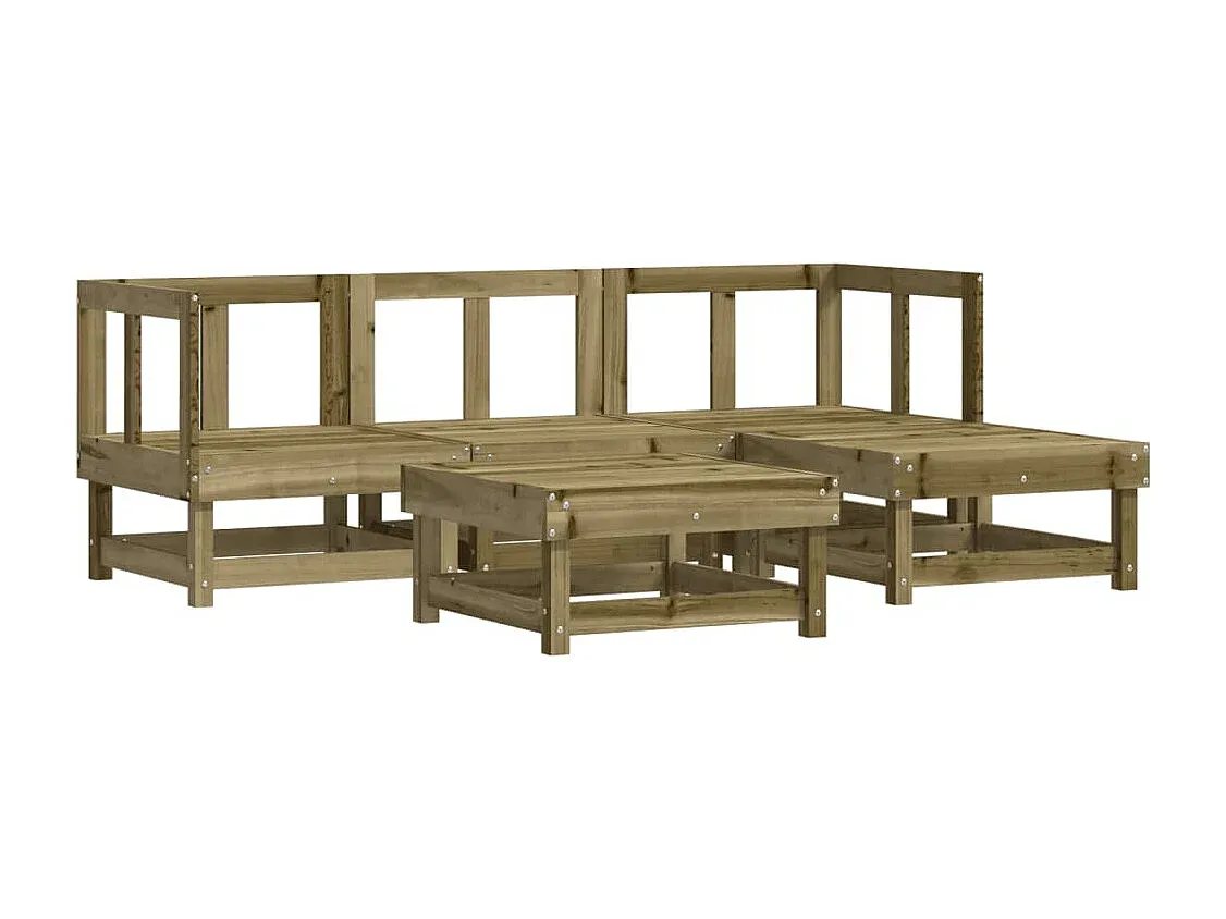 5-teiliges Gartenmöbel-Set: Sofa und Tisch mit Kissen