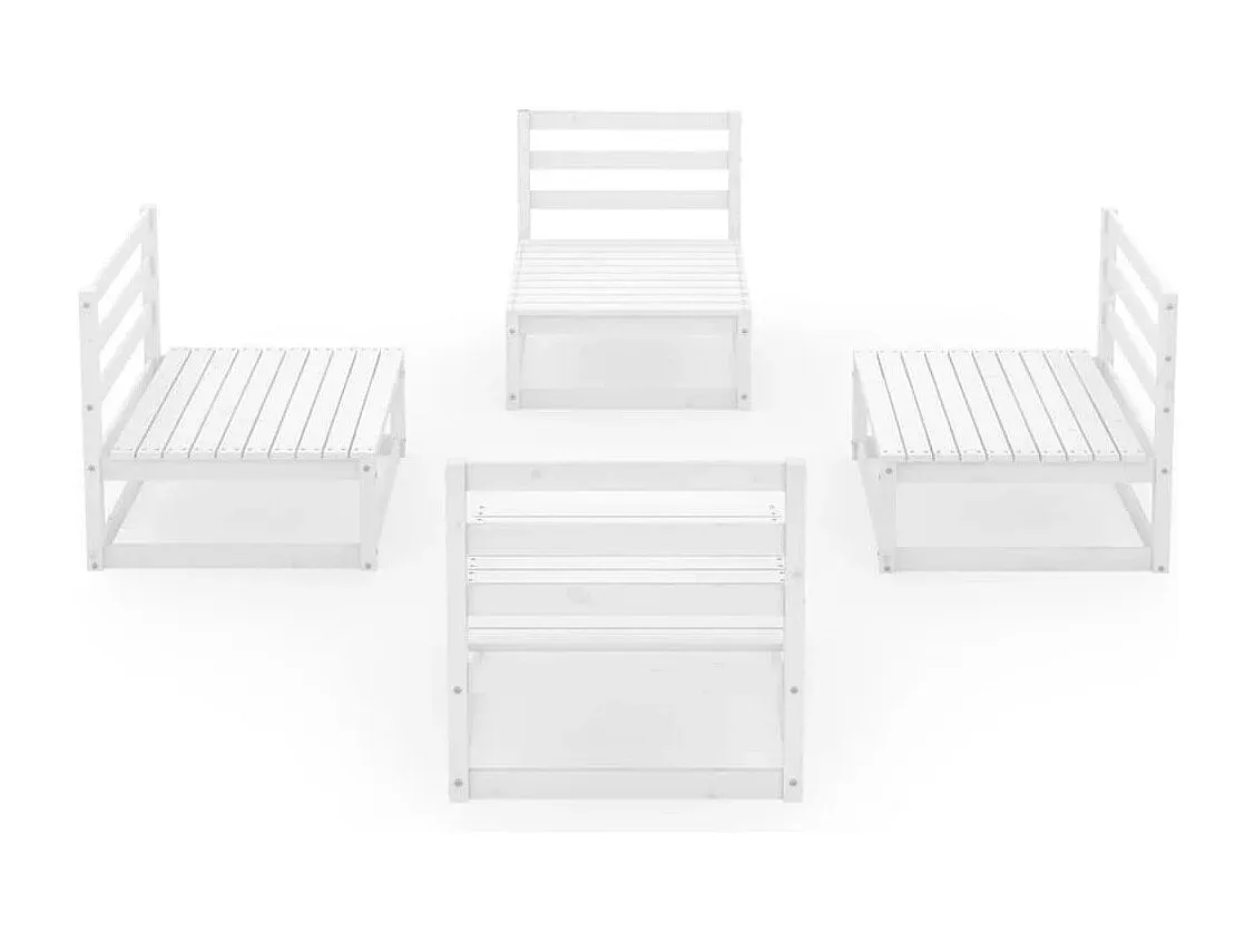 4-teilige Garten-Sitzgruppe aus weißem Kiefernholz