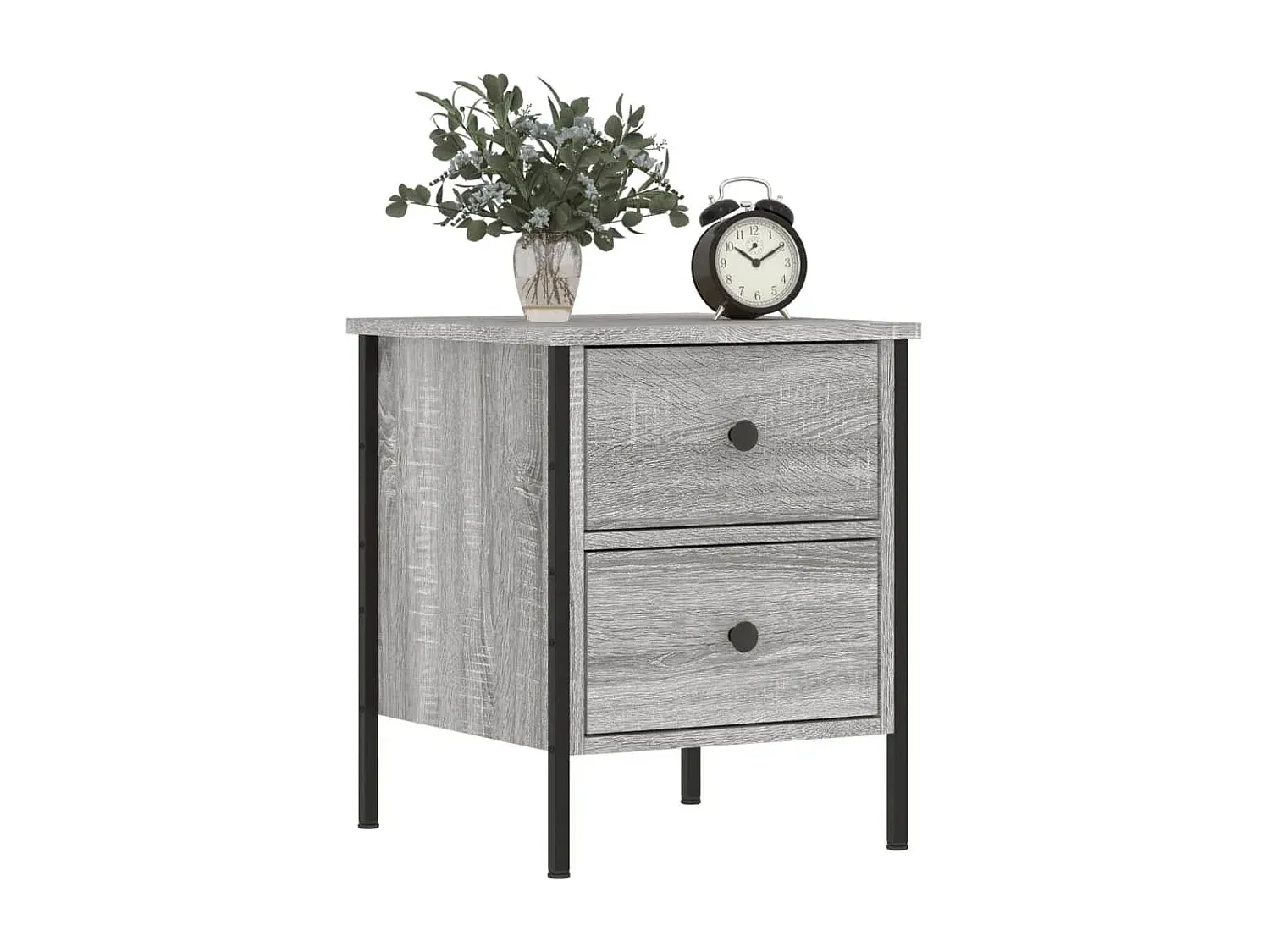 Moderner Nachttisch im Sonoma-Eichenholz-Look, 2er Set, Grau, 40x42x50 cm