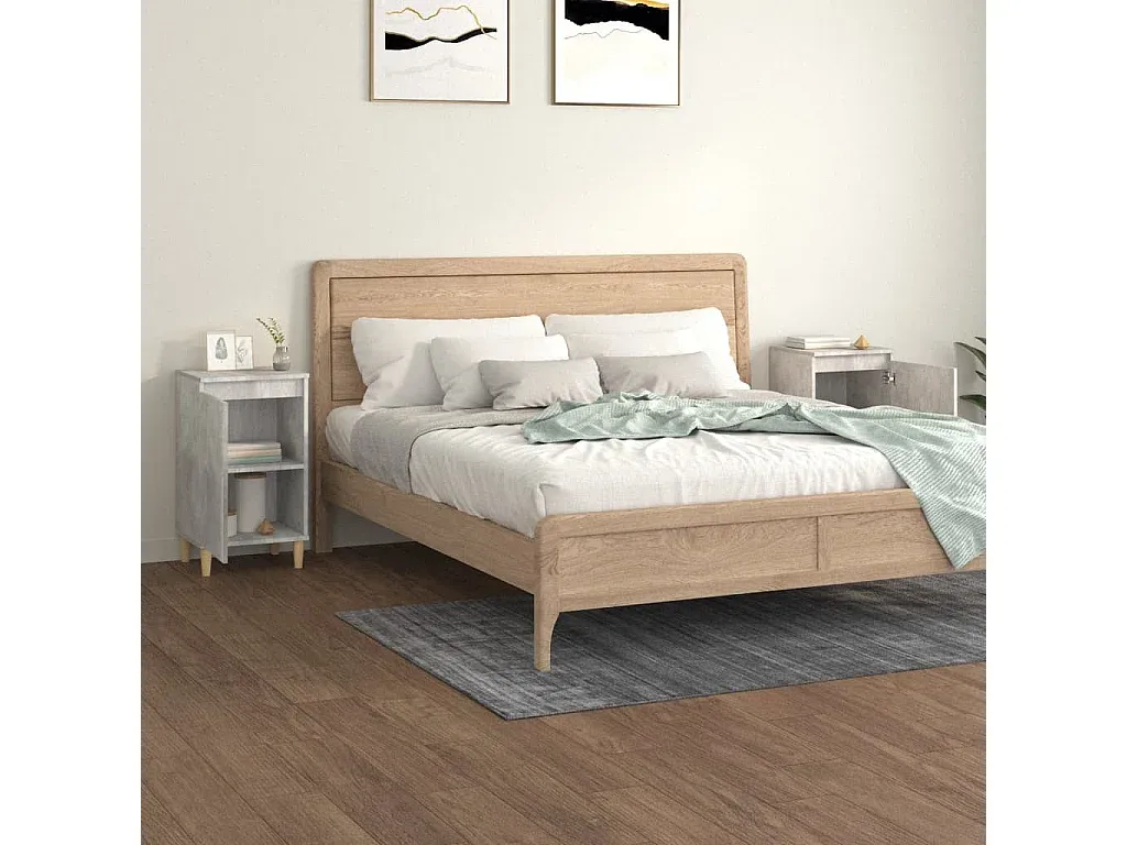 Moderne Nachttische in Betongrau aus Holzwerkstoff, 2er-Set